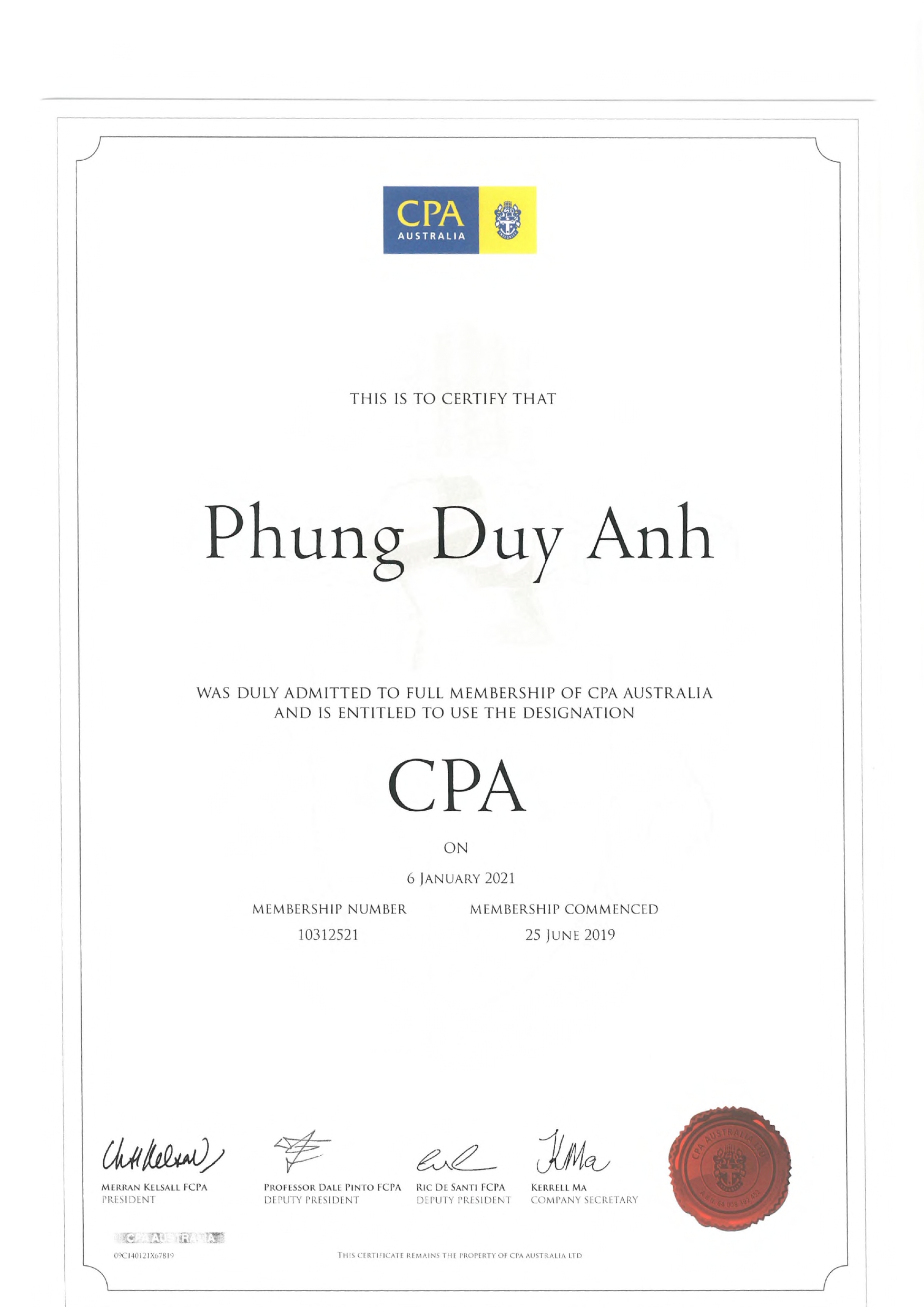 Chứng chỉ CPA Úc