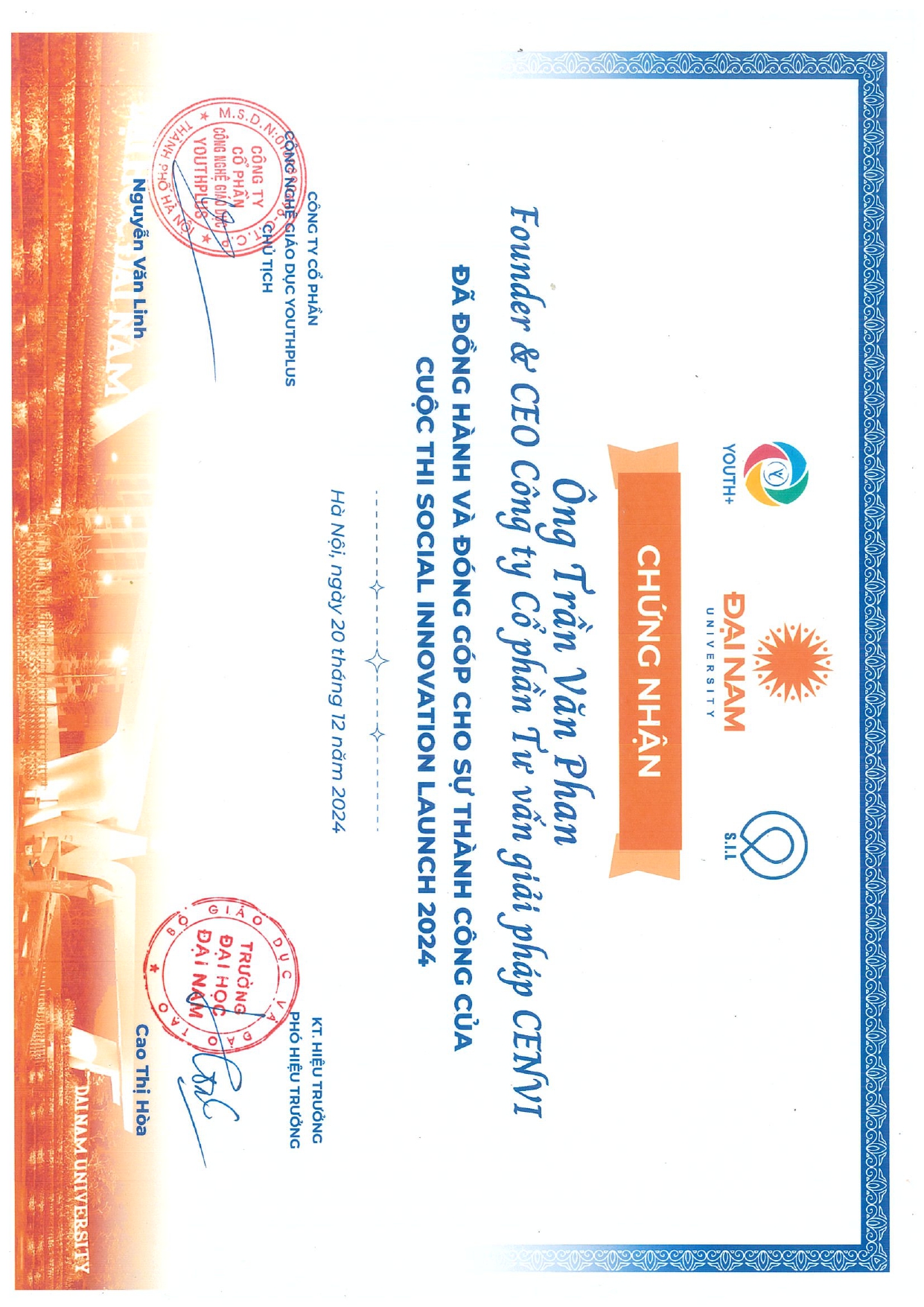 Chứng nhận của Đại học Đại Nam