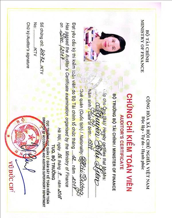Chứng chỉ Kiểm toán viên